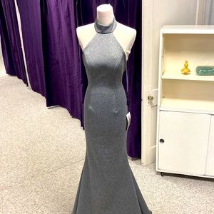 Johnathan Kayne halter gray prom formal dress prom dresses